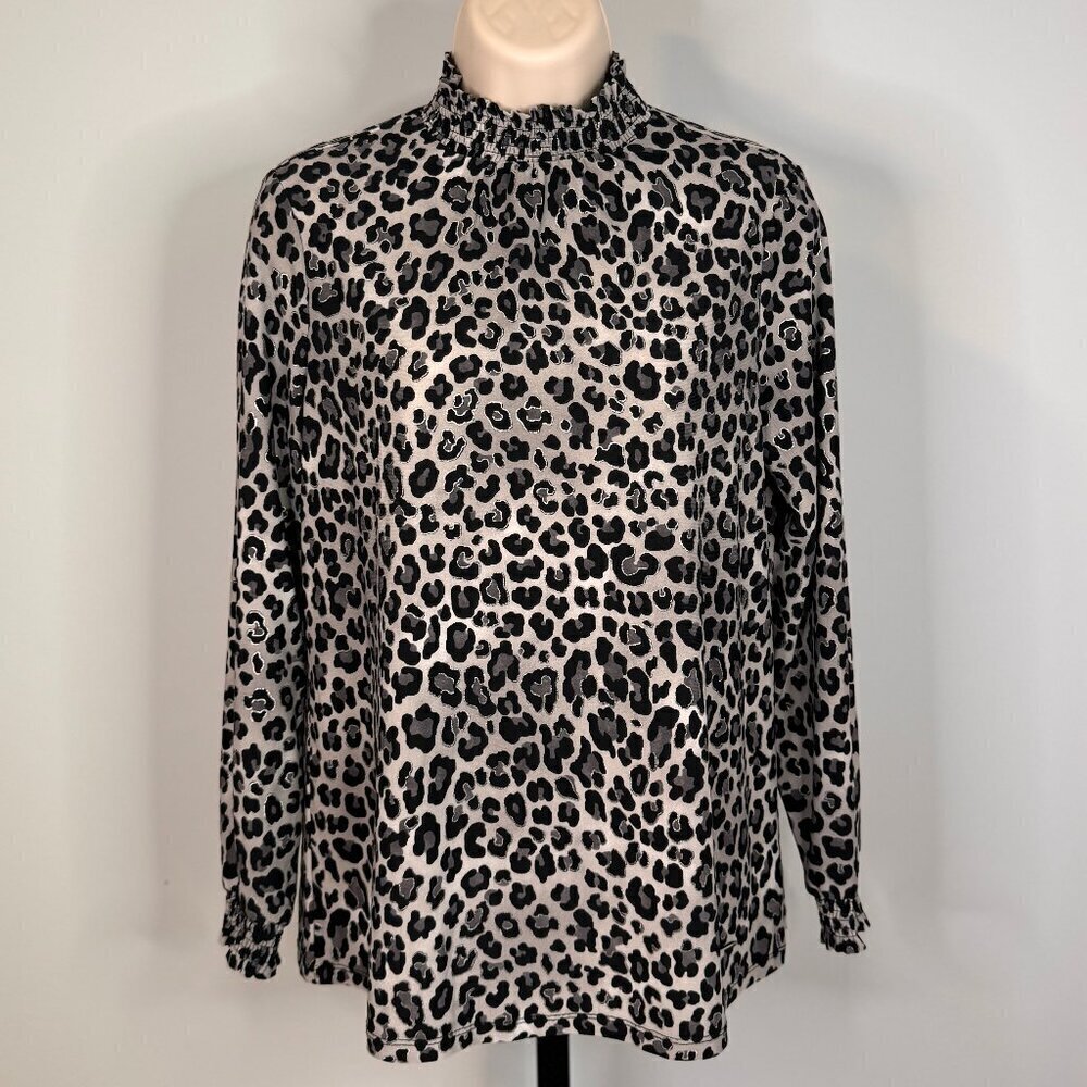 Anne Klein Leopard Print Blouse - Size Small